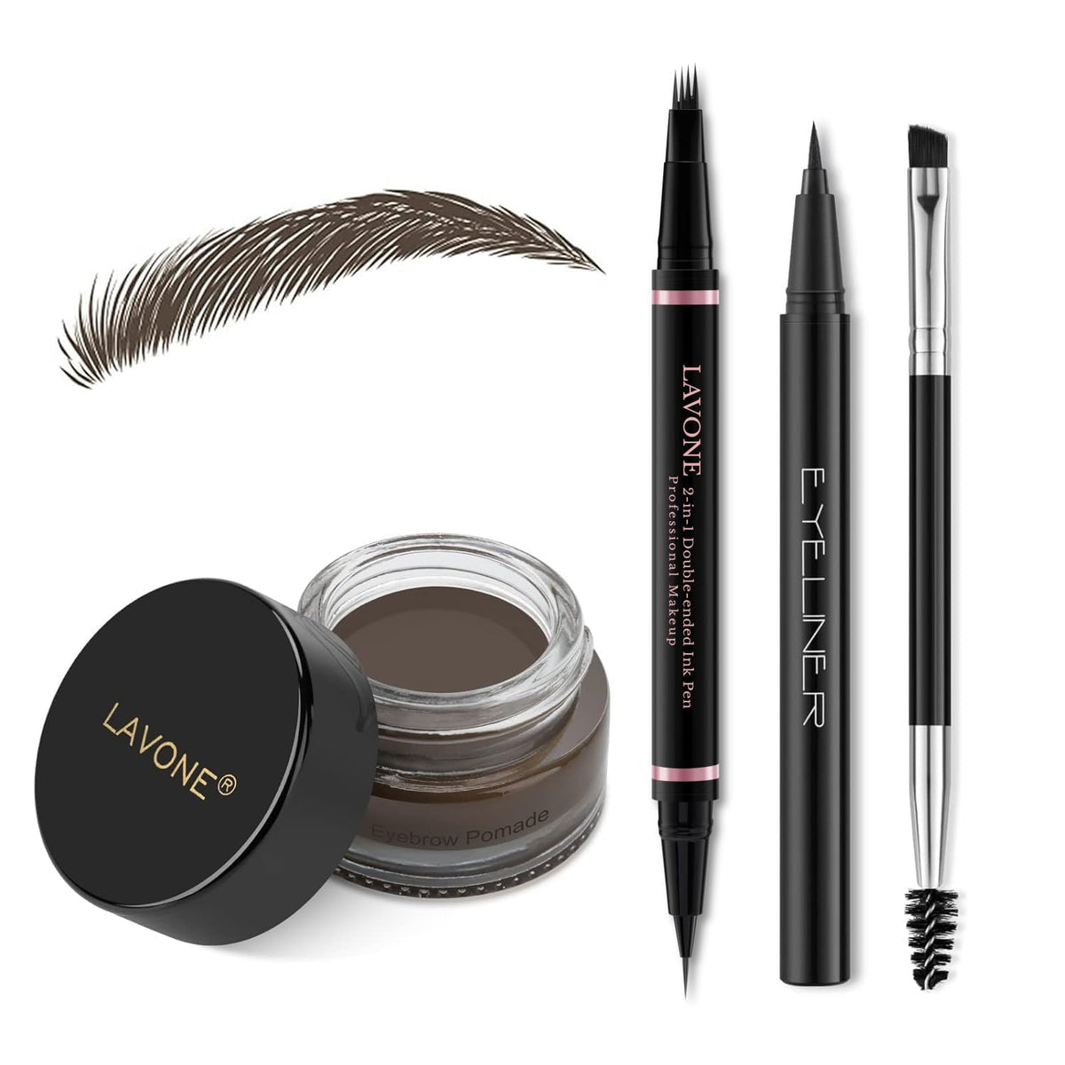 Eyebrow Pencil Makeup Kit, with Waterproof 2-IN-1 Microblading Eyebrow Pen, Eyebrow Pomade