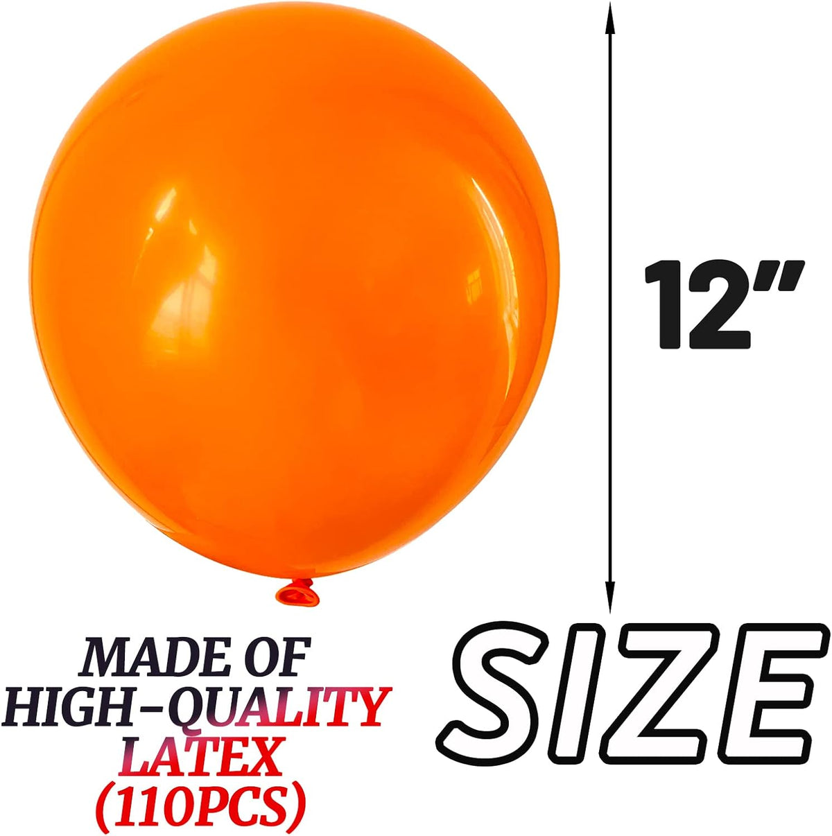 110pcs Orange Balloon 12 inch, Orange Latex Balloons for Birthday Party Baby Shower Wedding(with 2