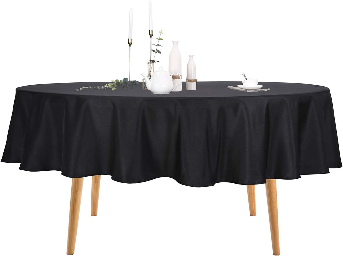 Ascoza 2pack 90 Inch Black Round Tablecloth in Polyester Fabric for