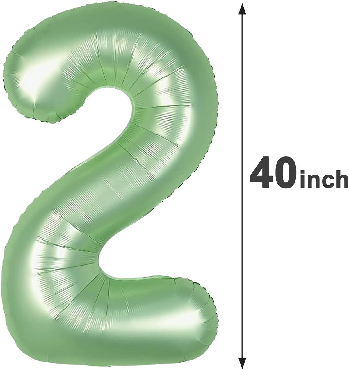 Sage Green 40 Inch Big Number Balloon Birthday Decoration, Number 2 Helium Balloon 12 20 22 23 24