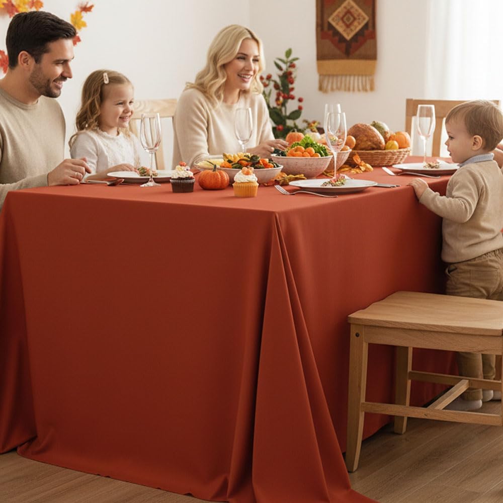 Fitable Rust Table Clothes for Rectangle Tables, 6 Pack - 90 x 156 Inch - Reusable and Elegant Fall