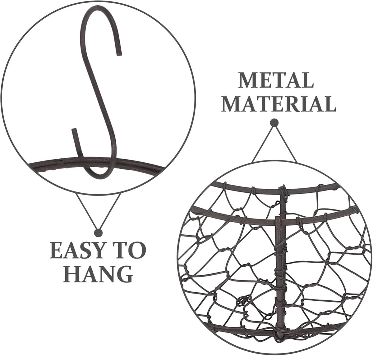Air Plants Holders Wire Wreath Frame Hanger, 11 inch Moon Shape Wreath Form Hanging Plant Holder