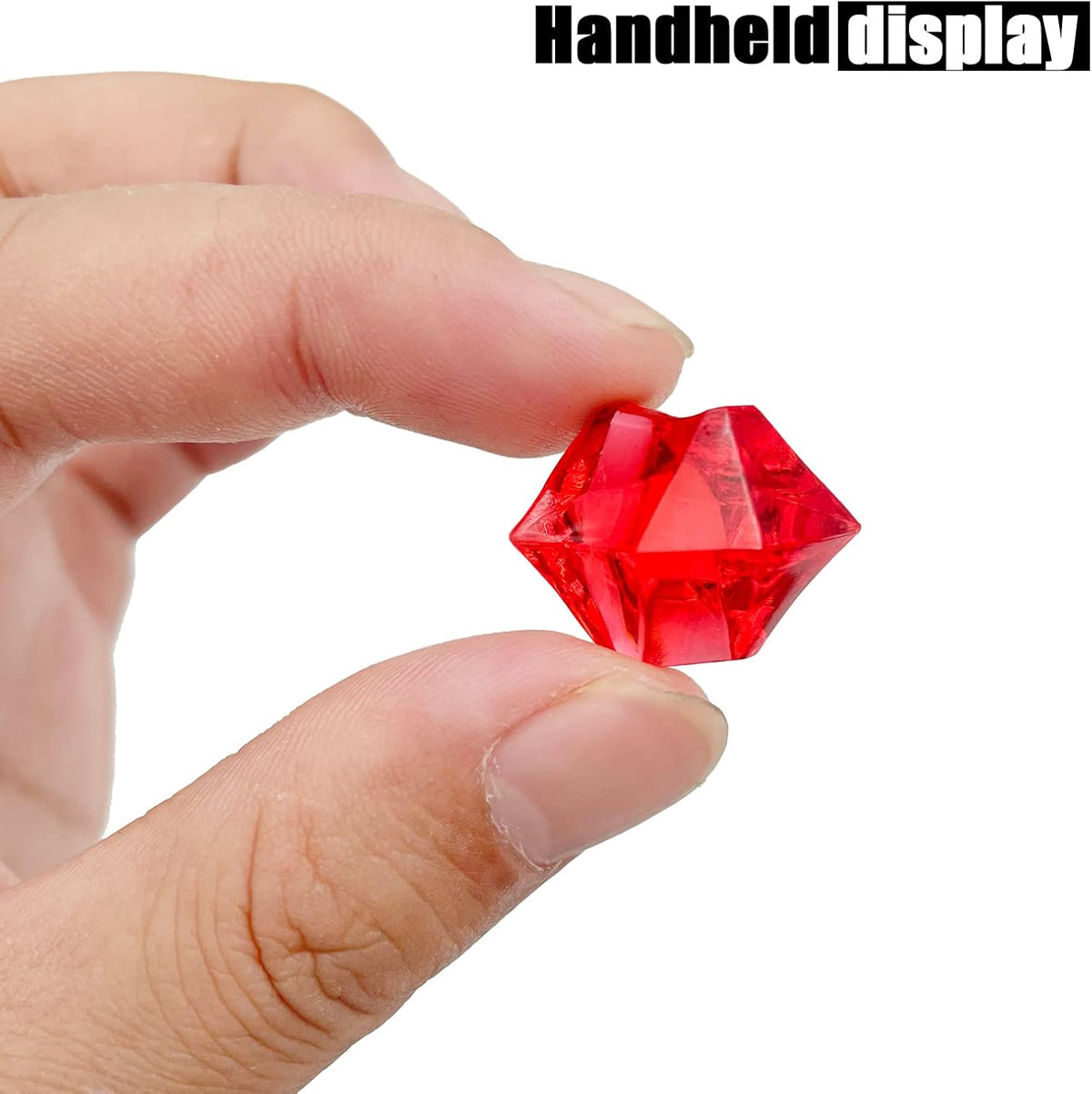 Vase Fillers,150 pcs 16 * 22 mm Red Fake Crushed Ice Cubes, Red Plastic Artificial Acrylic Rocks