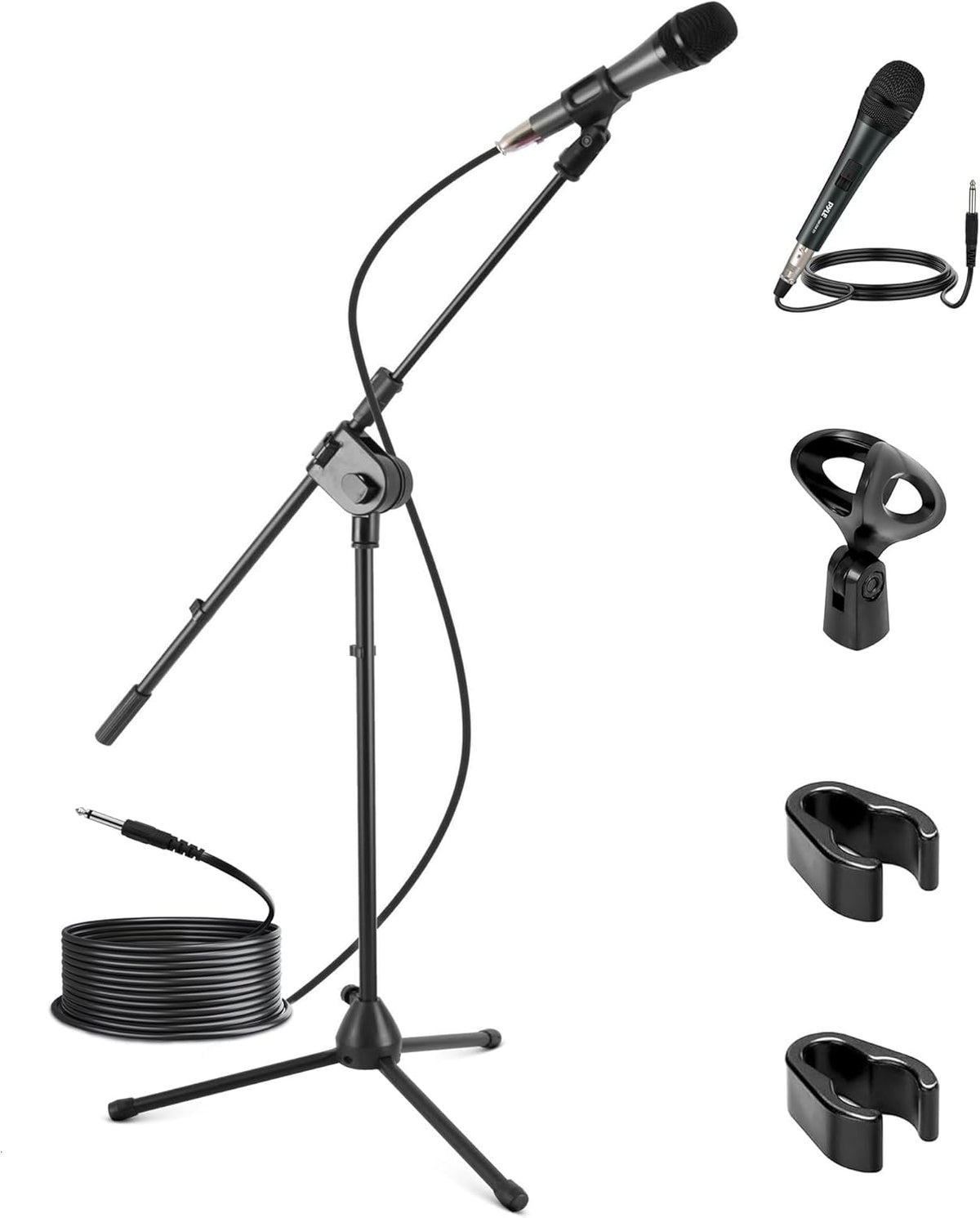 Pyle Dynamic Microphone and Tripod Stand-Height Adjustable from 2.6' to 5.1 Telescoping Boom Arm