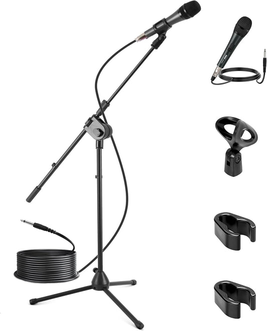Pyle Dynamic Microphone and Tripod Stand-Height Adjustable from 2.6' to 5.1 Telescoping Boom Arm