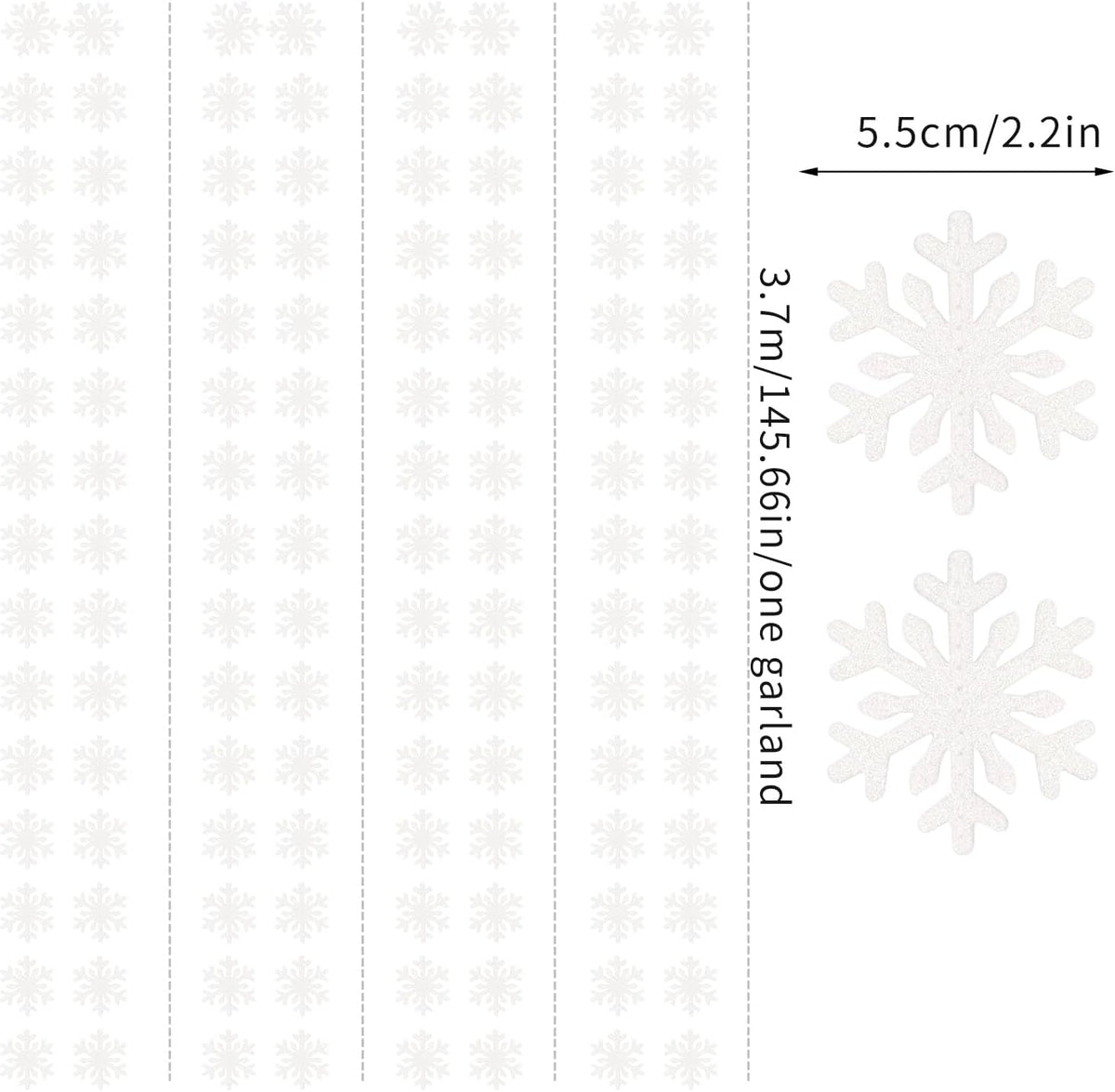 Snowflake-Snow White Christmas Party-Decoration Garland - 52ft Frozen Winter Wonderland Ornaments