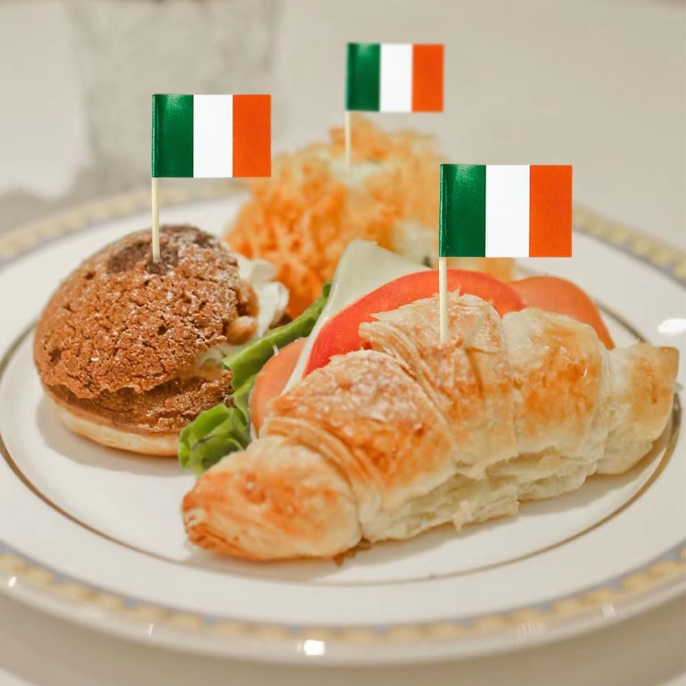 mflagperft Ireland Flag Irish Flag, Small Mini Ireland Toothpick Flags for Food, Cupcakes