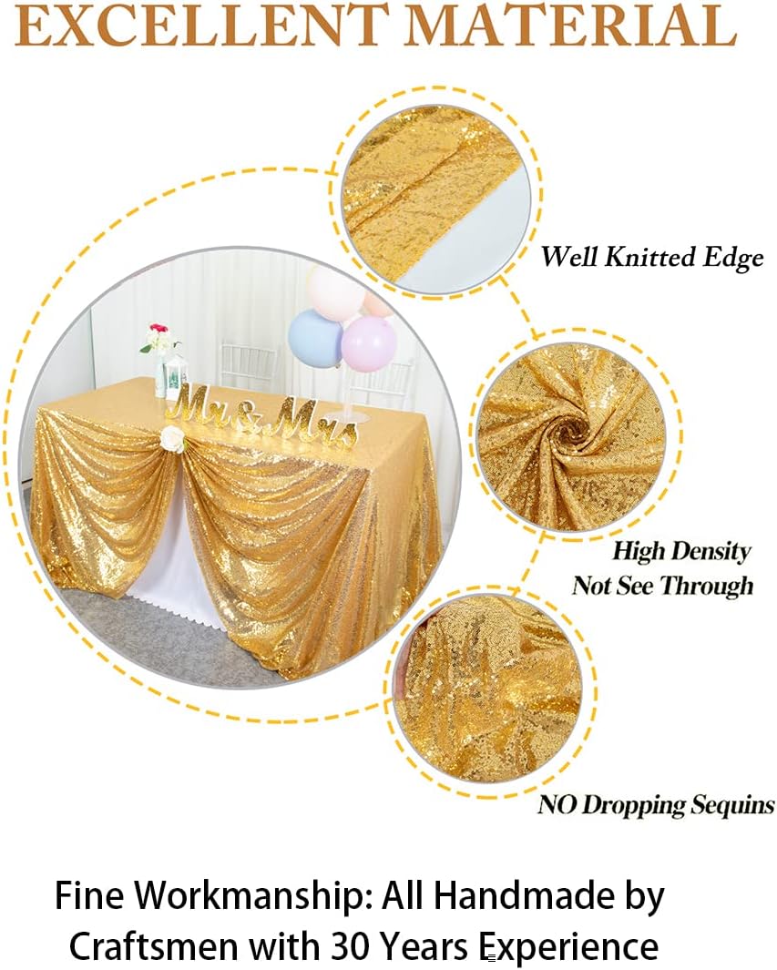 ShinyBeauty Sequin Tablecloth 72x72-Inch Gold Square Sequin Table Cover Glitter Table Cloth