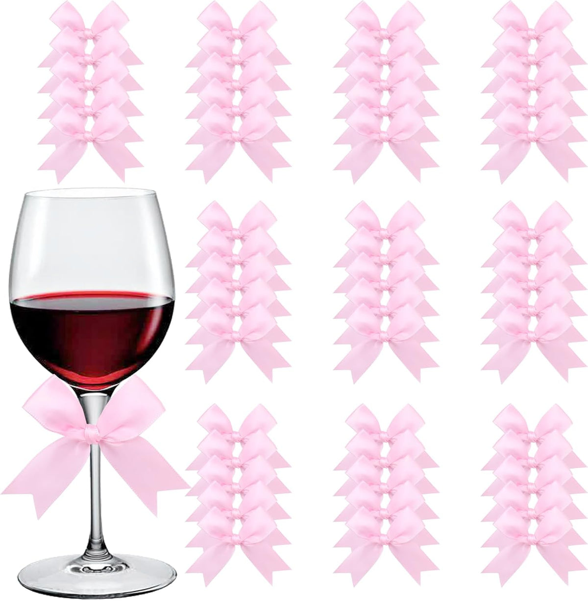 Feluwi Pink Gift Wrap Bows (50 Pcs) - 3.3 Inch Elegant Plastic-Free Bows for Christmas Gifts