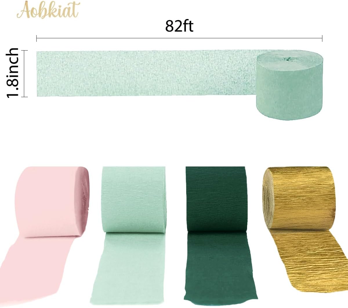 AOBKIAT Wedding Decor Sage Pink Gold Crepe Paper 8 pcs Streamers Party Decorations for