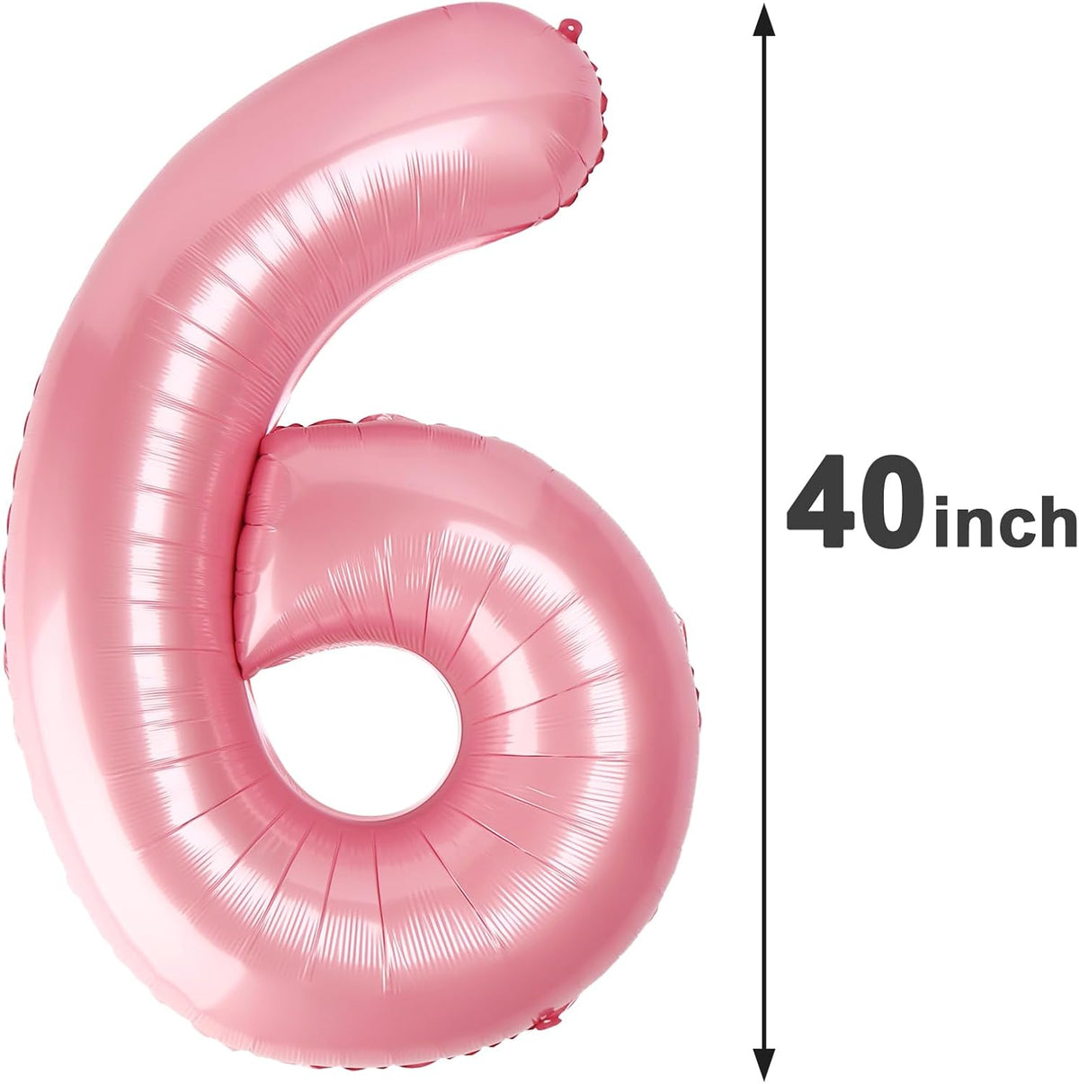 40 Inch Pearlescent Pink Mylar Foil Number 6 Birthday Balloon, Digital Balloons for 6 16 Boy Girl