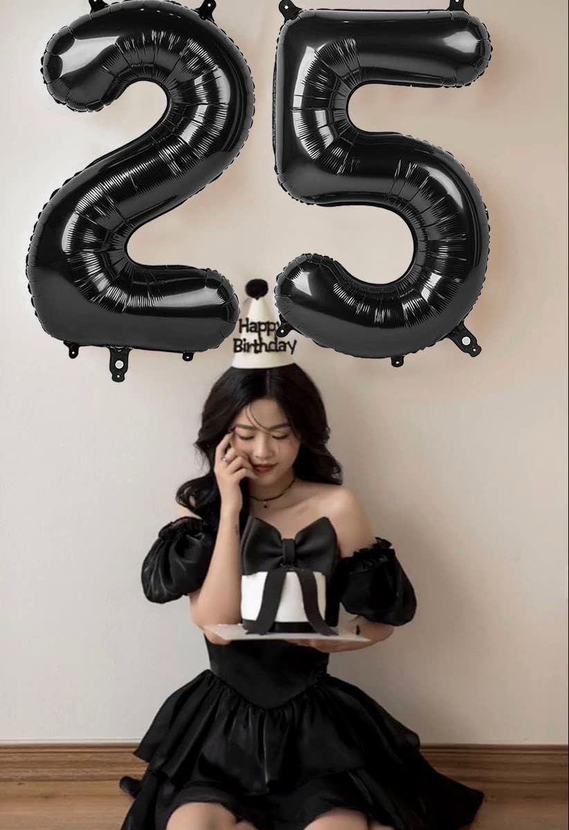 40 Inch Black Number Balloon 0-9(Zero-Nine), Big Size Happy Birthday Balloon, Foil Helium Big