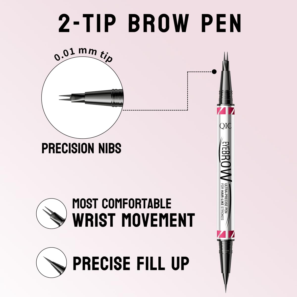 Eyebrow Pen,Brow Pencil 2-in-1 Dual-Ended Microblading Eyebrow Pencil with 2-Fork-Tip and Precise