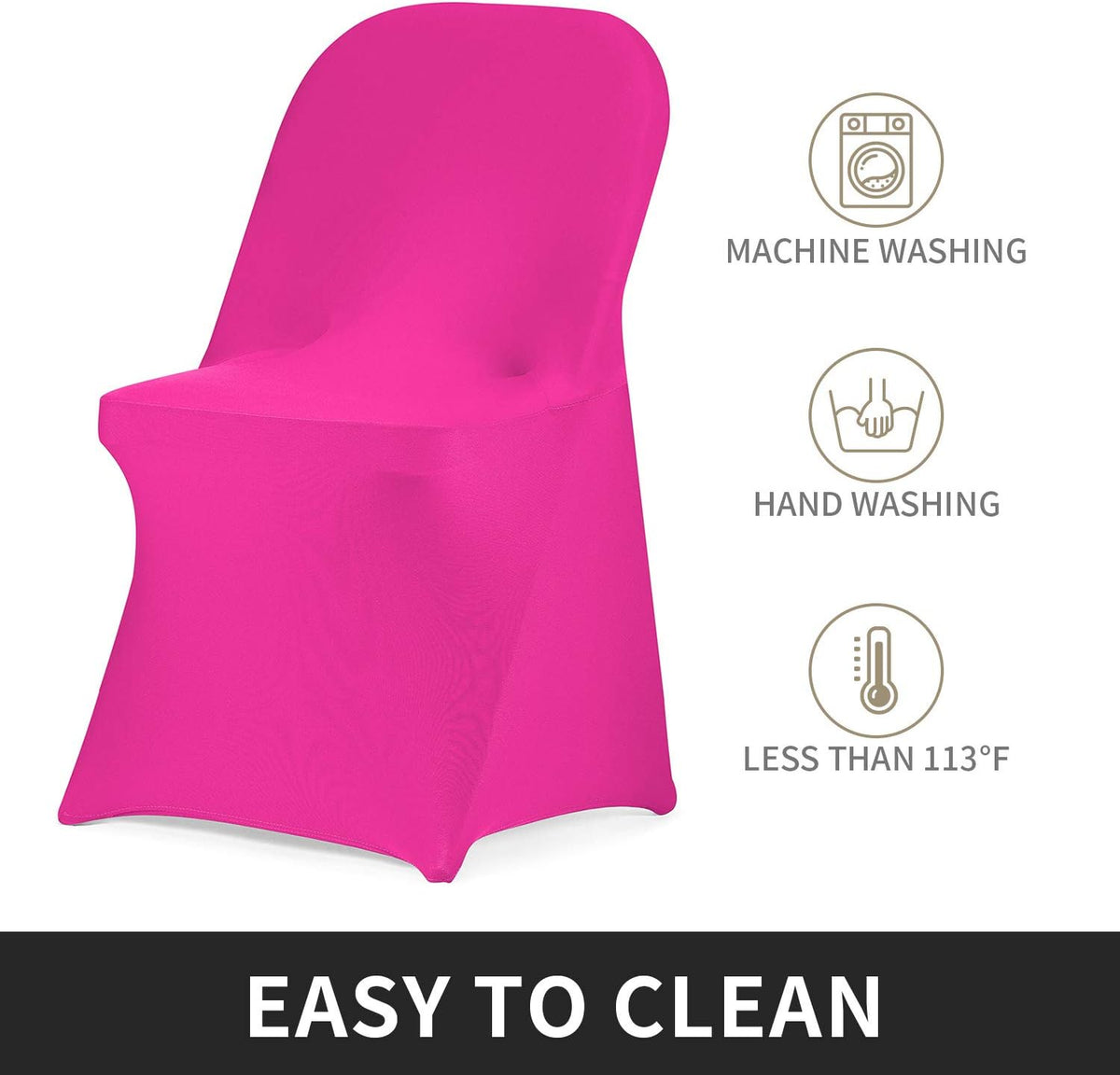 Peomeise Stretch Spandex Folding Chair Cover for Wedding Party Dining Banquet Event (Fuchsia,25pcs)