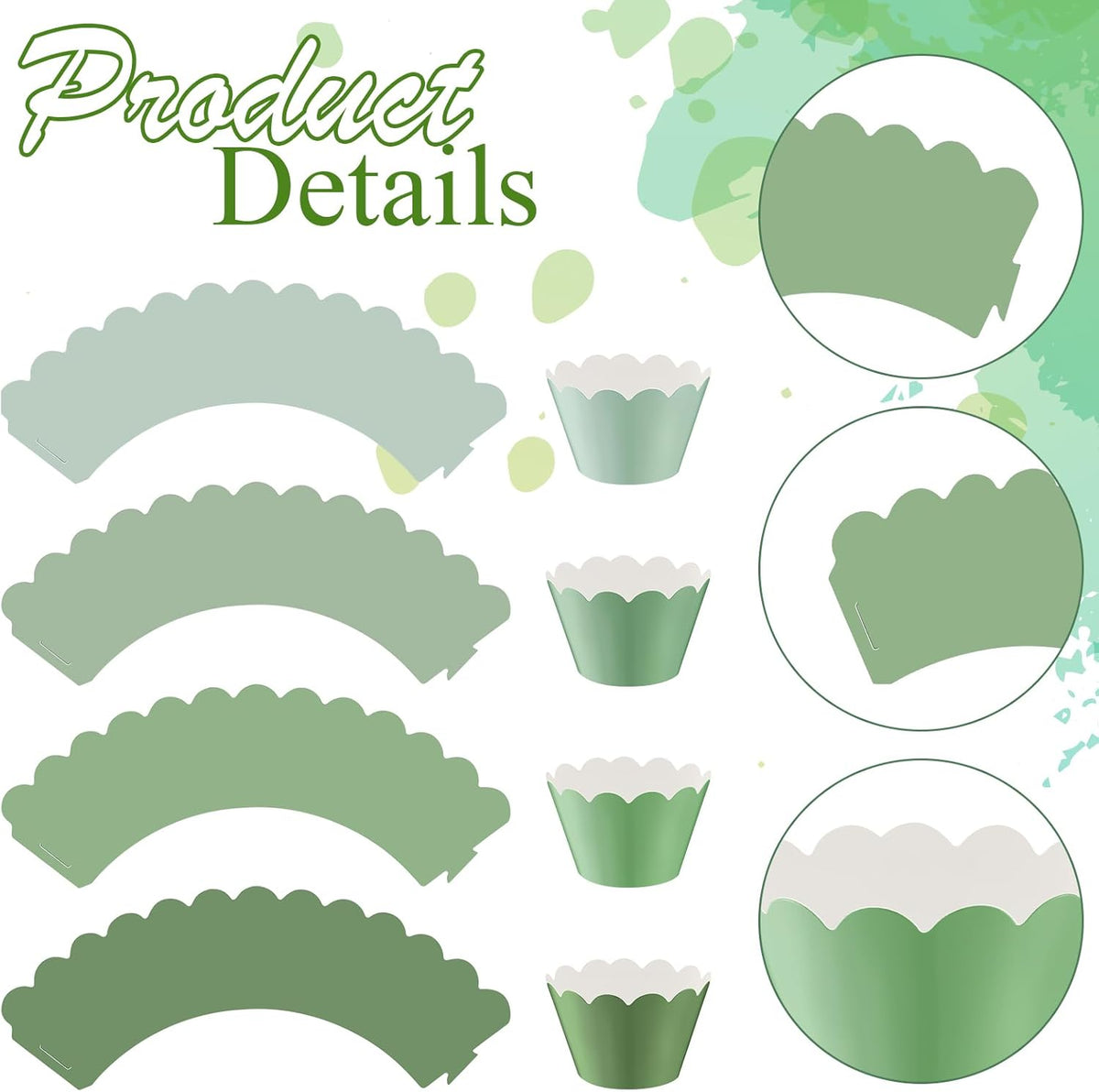 Domensi 100 Pcs Sage Green Cupcake Wrappers Rustic Cupcake Liners Baking Cups Baking Liners for