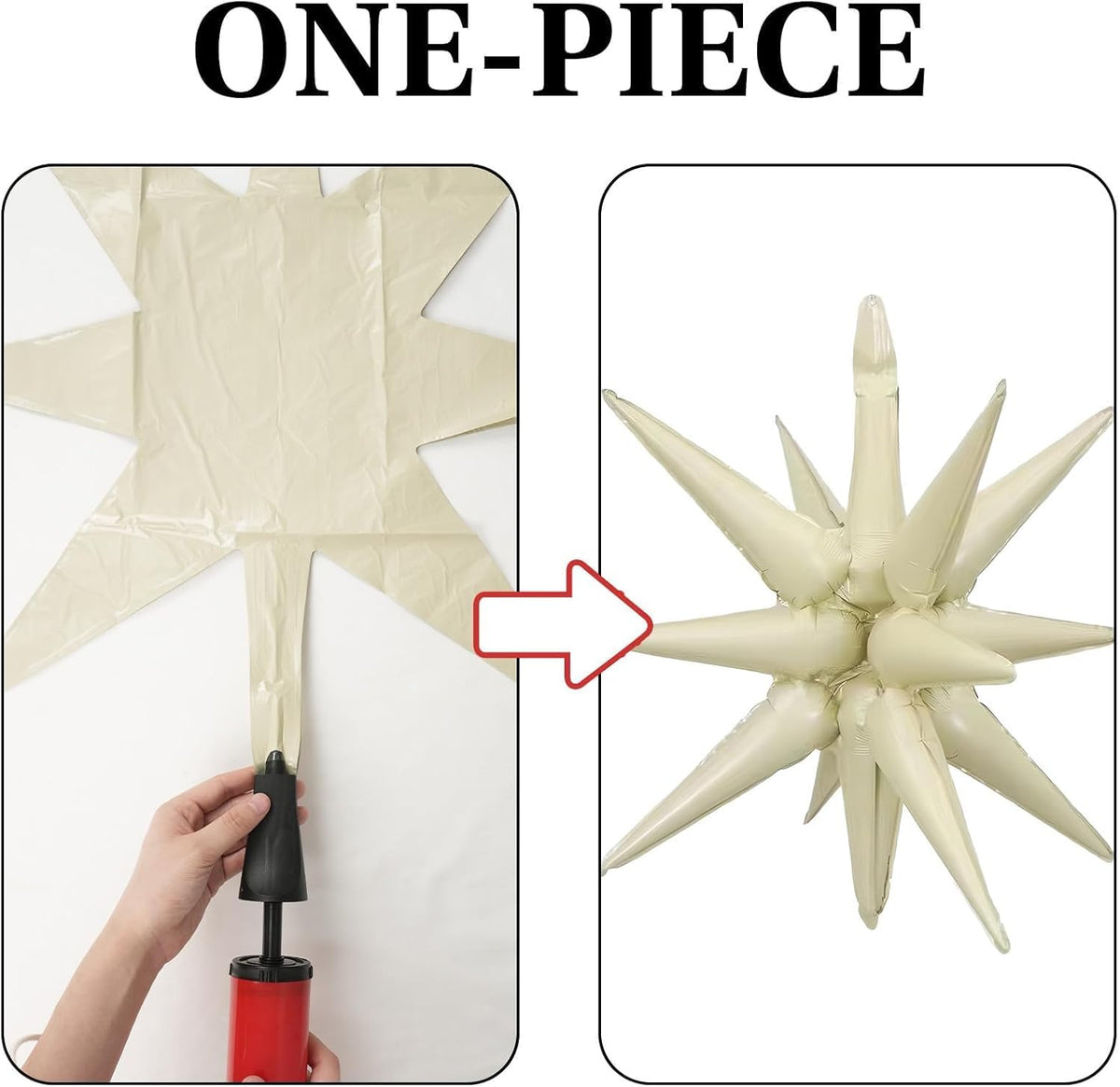 Cream Star Balloons 12pcs, 27/22 Inch Foil Beige Explosion Star Balloons, Large Spike Mylar Cone