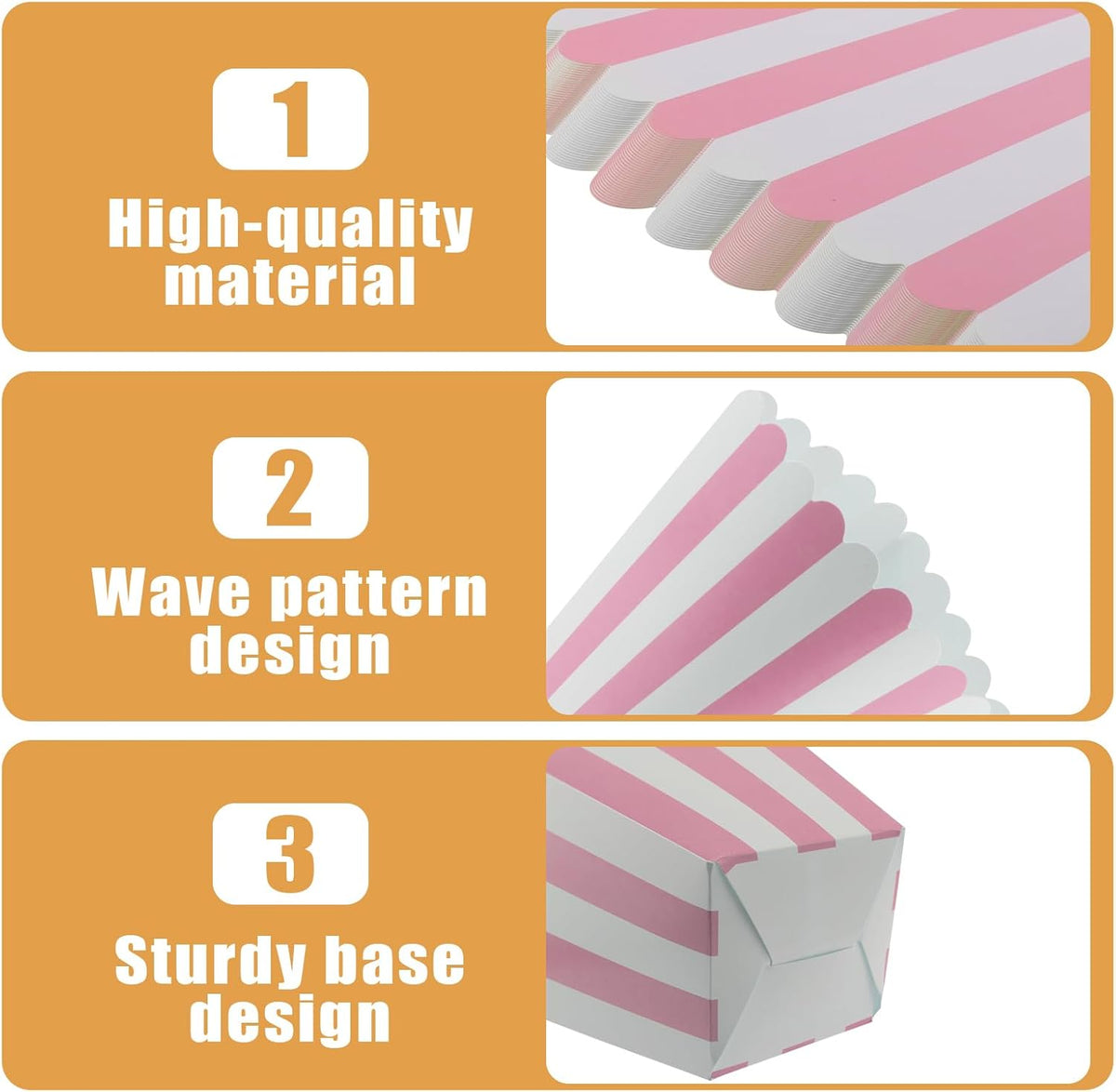 50 Pcs Pink Popcorn Boxes Mini Paper Popcorn Box Cardboard Container for Party Disposable Snack
