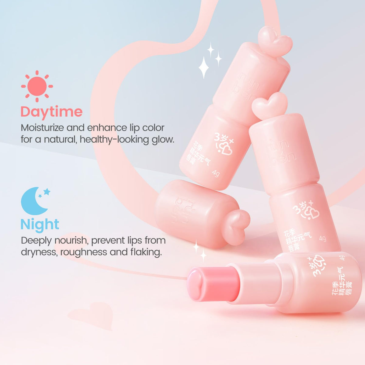 RUNBEN Color Changing Lip Balm for Kids, 24H Moisturizing & Hydrating for Chapped Lips, Safe &