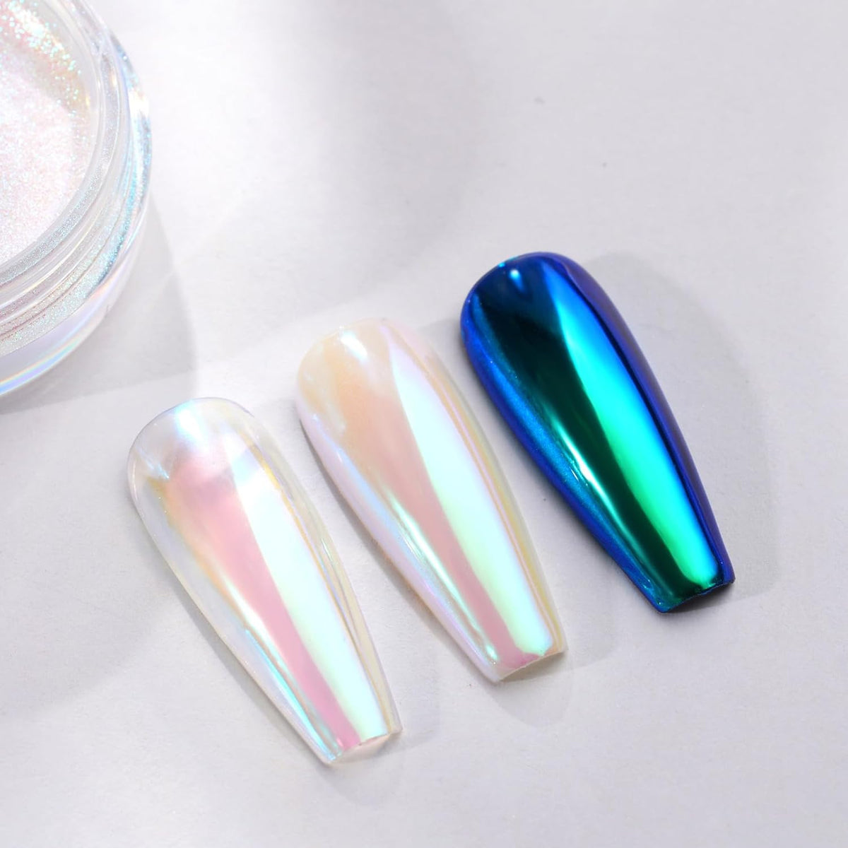 Pretty Diva 0.3g Mermaid Unicorn Chrome Nail Powder, Aurora Iridescent Chrome Powders for Nails