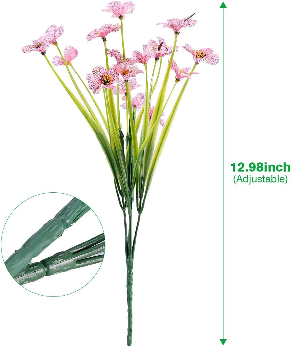 30 Bundles Artificial Flowers Outdoor UV Resistant Fake Flowers No Fade Faux Plastic Plants Garden