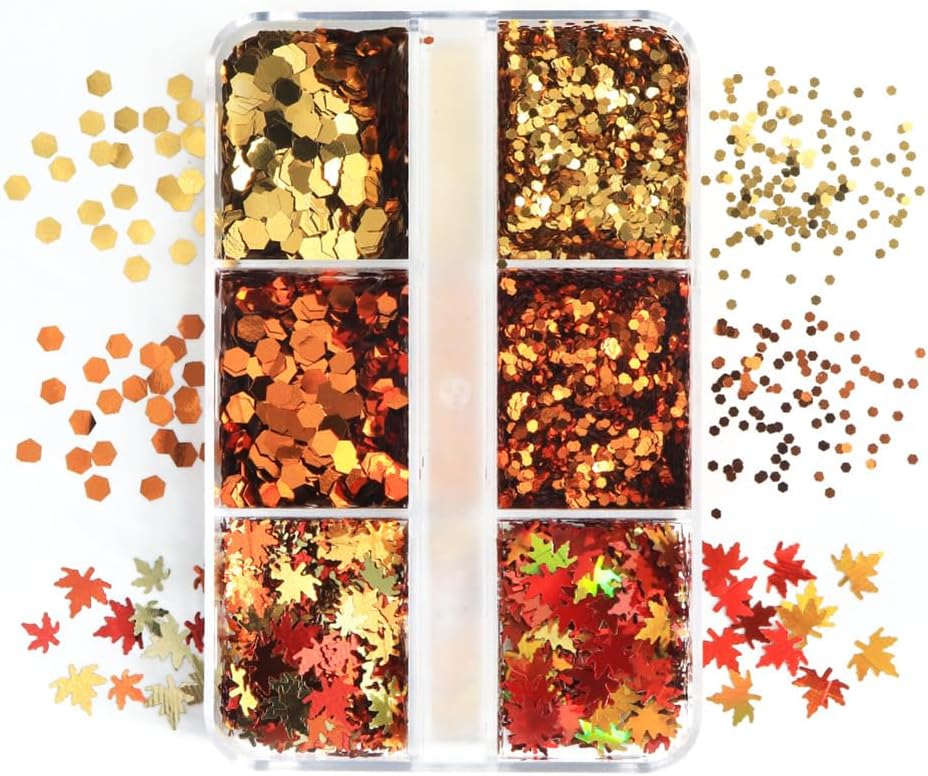 Maple Leaves Confetti,2000pcs Fall Leaves Party Table Decorations Scatter Foil Confetti for Autumn