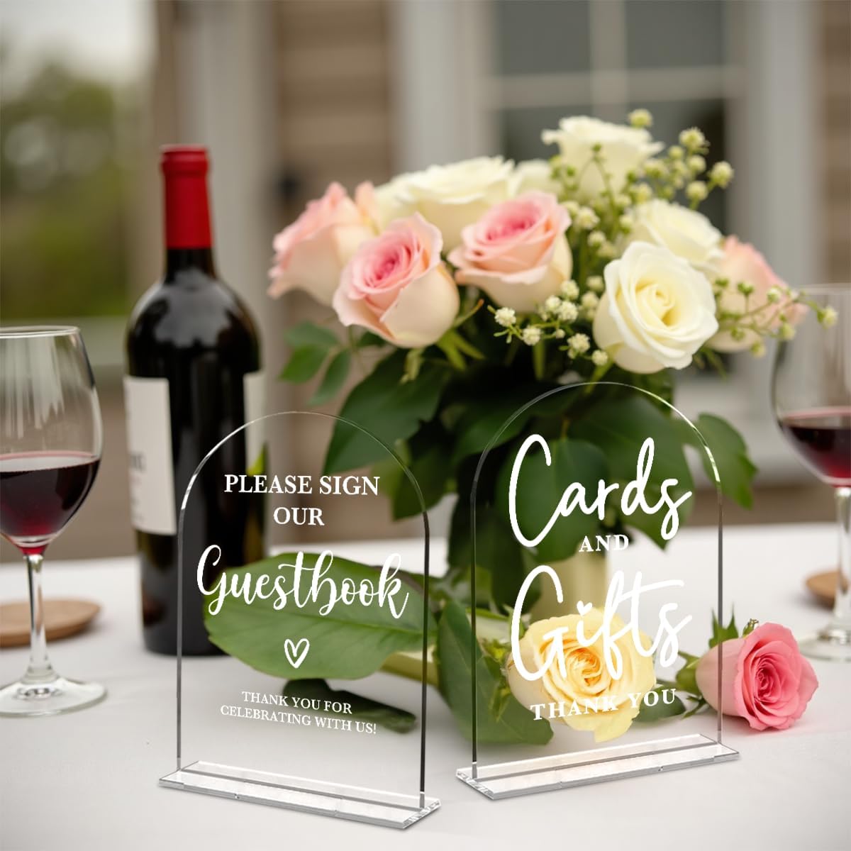 2 Pcs Acrylic Wedding Signs for Ceremony and Reception, Bridal Shower Decorations, Cards and Gifts