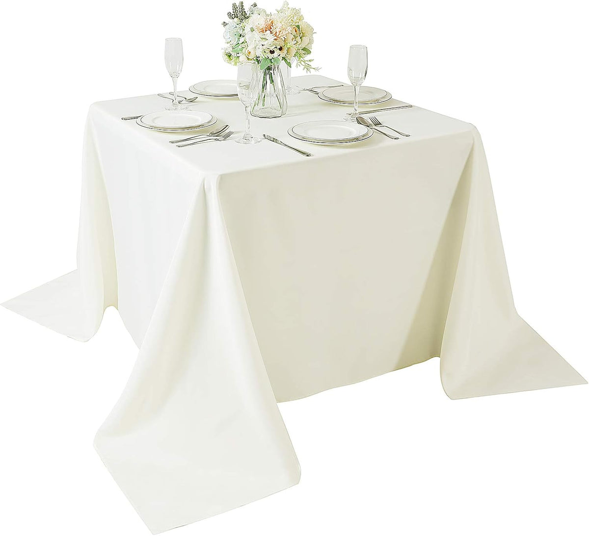Cupuamon Square Tablecloth 90x90 inch Washable Polyester Fabric Table Cloth for Wedding Party