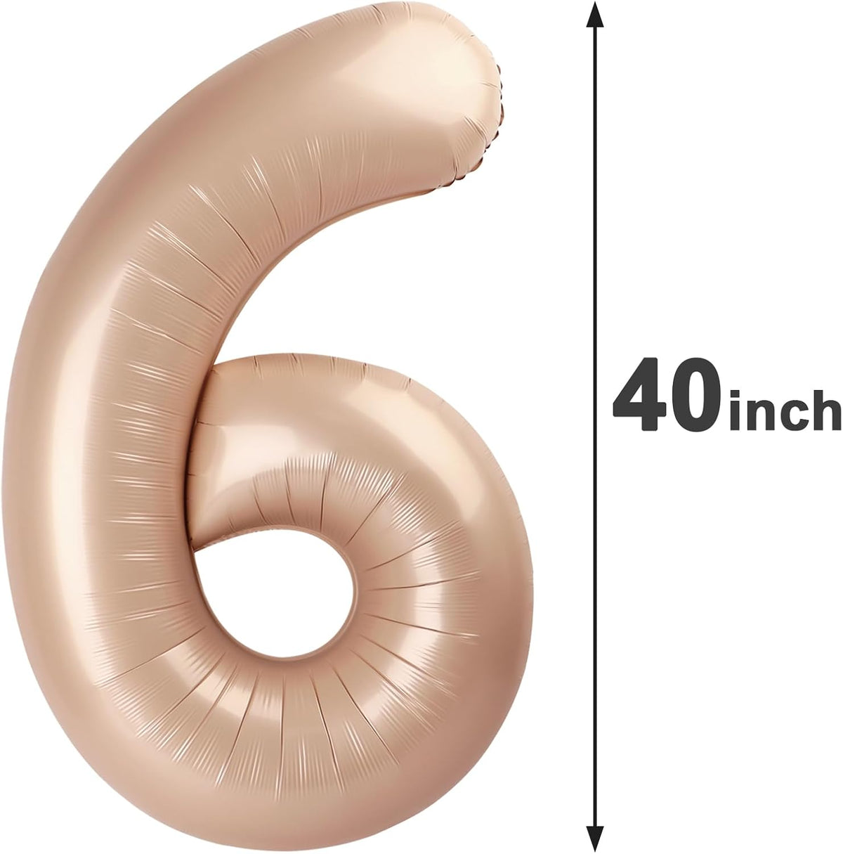 40 Inch Light Brown Mylar Foil Number 6 Birthday Balloon, Digital Balloons for 6 16 Boy Girl Party