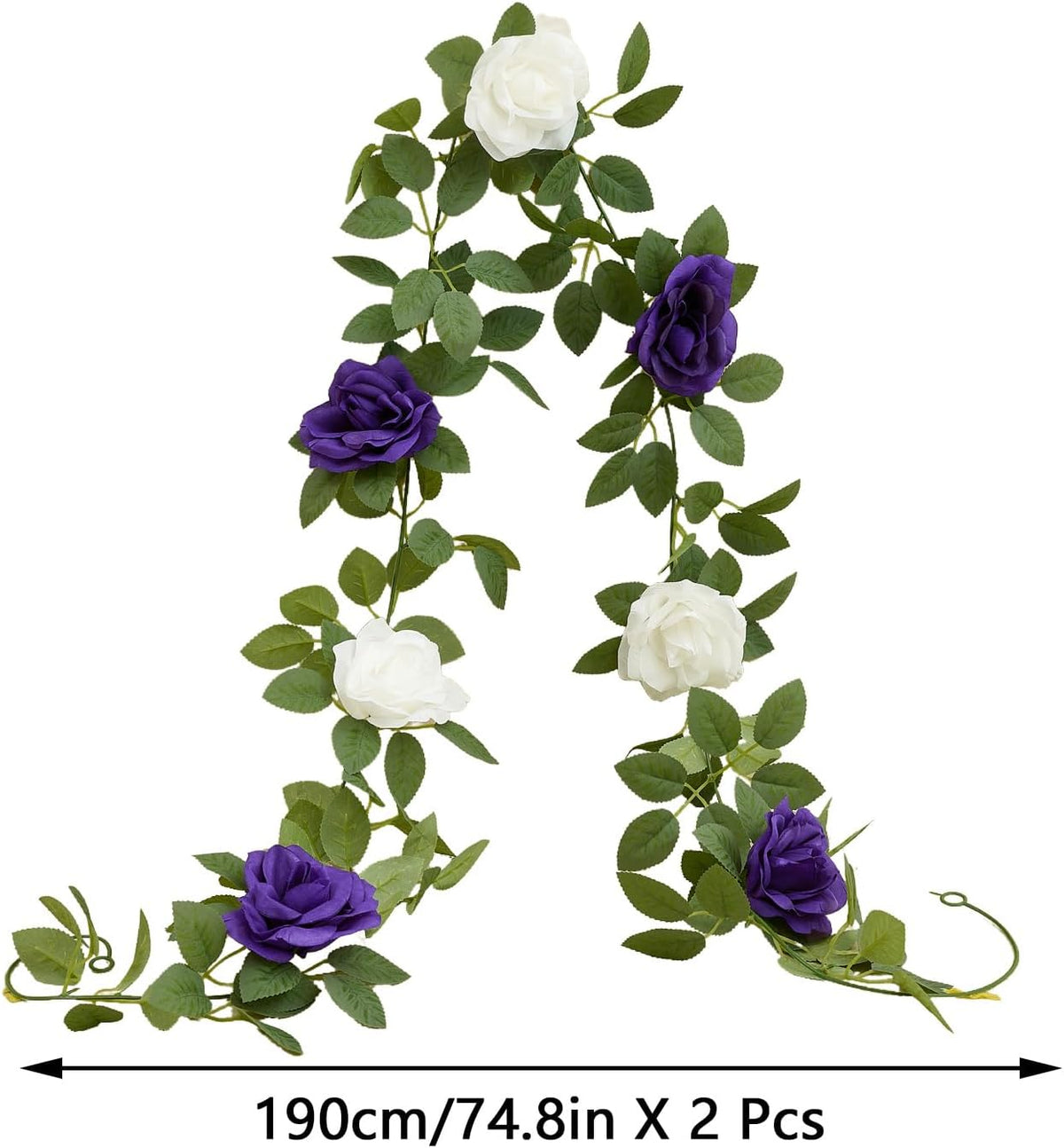 Carlita's Blooms Artificial Rose Garlands Purple Rose Vines Leaves Banners Hanging Floral Garland