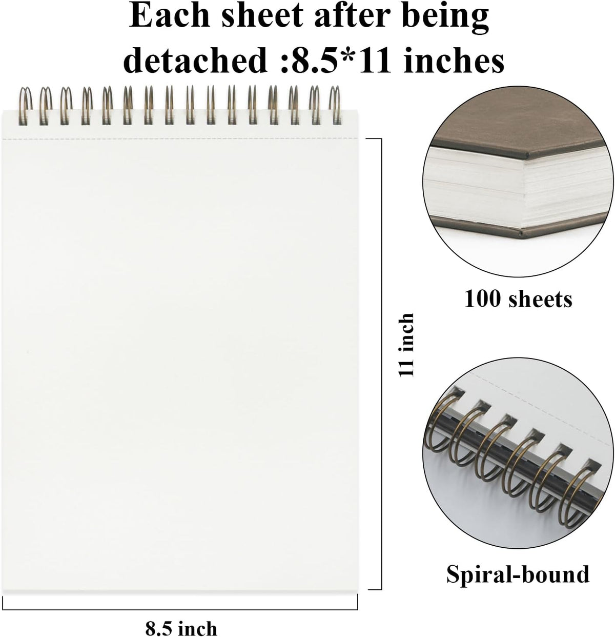 Fuxi Sketchbook 8.5x11, 100 Sheets Hard Cover Sketch Book 8.5" x 11", 68 lb/100gsm Drawing Pad