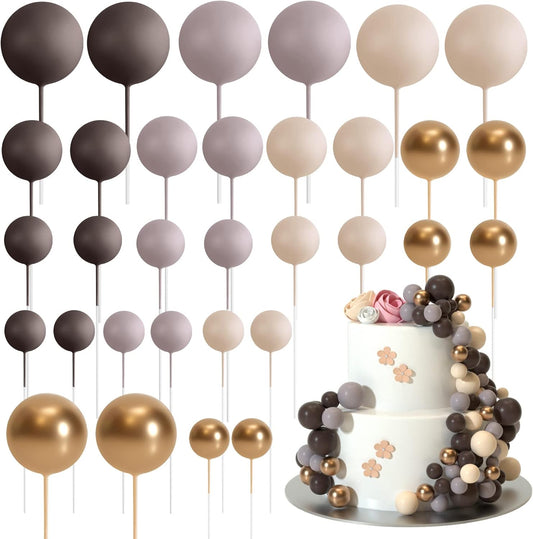 ASTARON 32 Pcs Ball Cake Topper Decorations Mini Balloons Cake Topper Sticks Foam Balls Cake Picks
