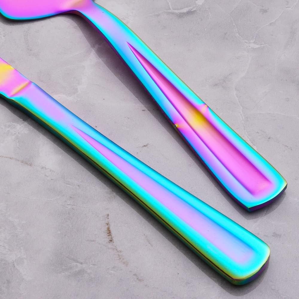GoGeiLi Rainbow Cake Knife and Server Set, Colorful Stainless Steel Cake Cutting Set for Wedding