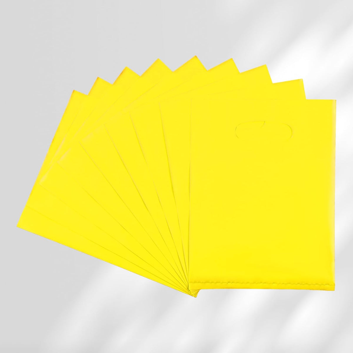 100 PCS Yellow Small Gift Bags, 6"x8" Merchandise Bags for Small Businesses, Goodie Bags Party