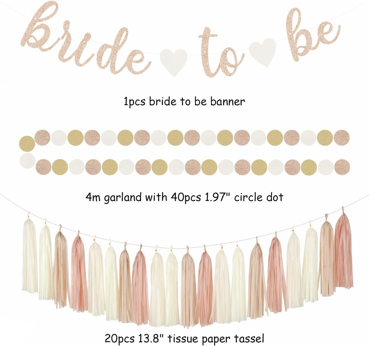 Champagne-Gold Beige Fall Bridal-Shower Party-Decorations - 36pcs Bride To Be Banner,Bachelorette