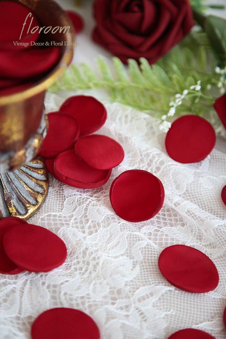 Floroom 500pcs Rose Petals Dark Red Faux Silk Flower Petals for Wedding Flower Girl Basket Aisle