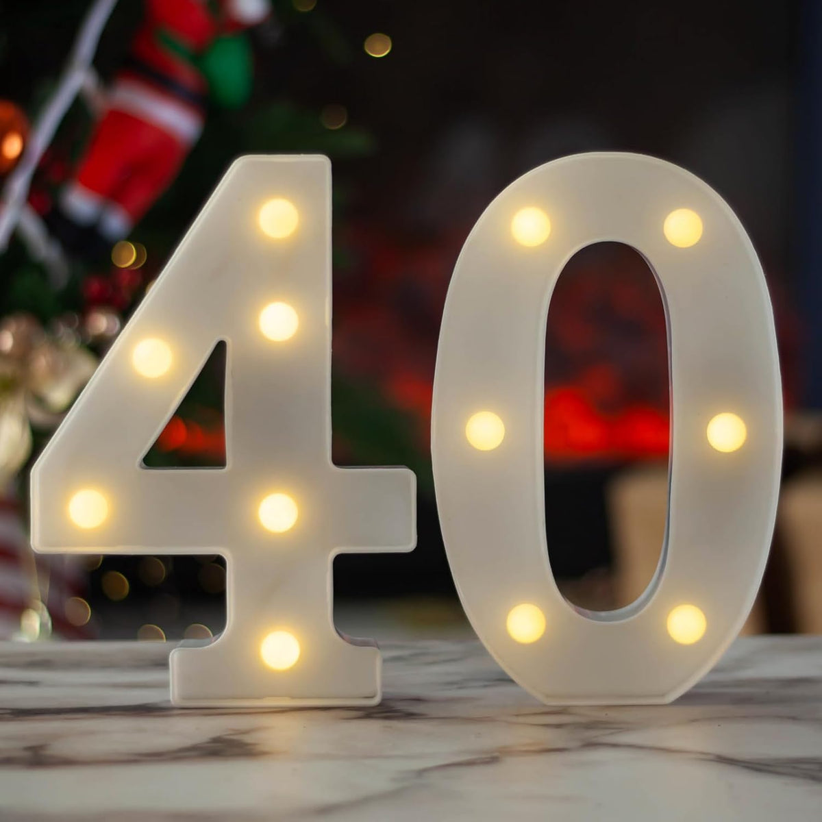 LED Marquee Letter Lights, Decorative Light Up Numbers for 40th Birthday Party, Battery Operated
