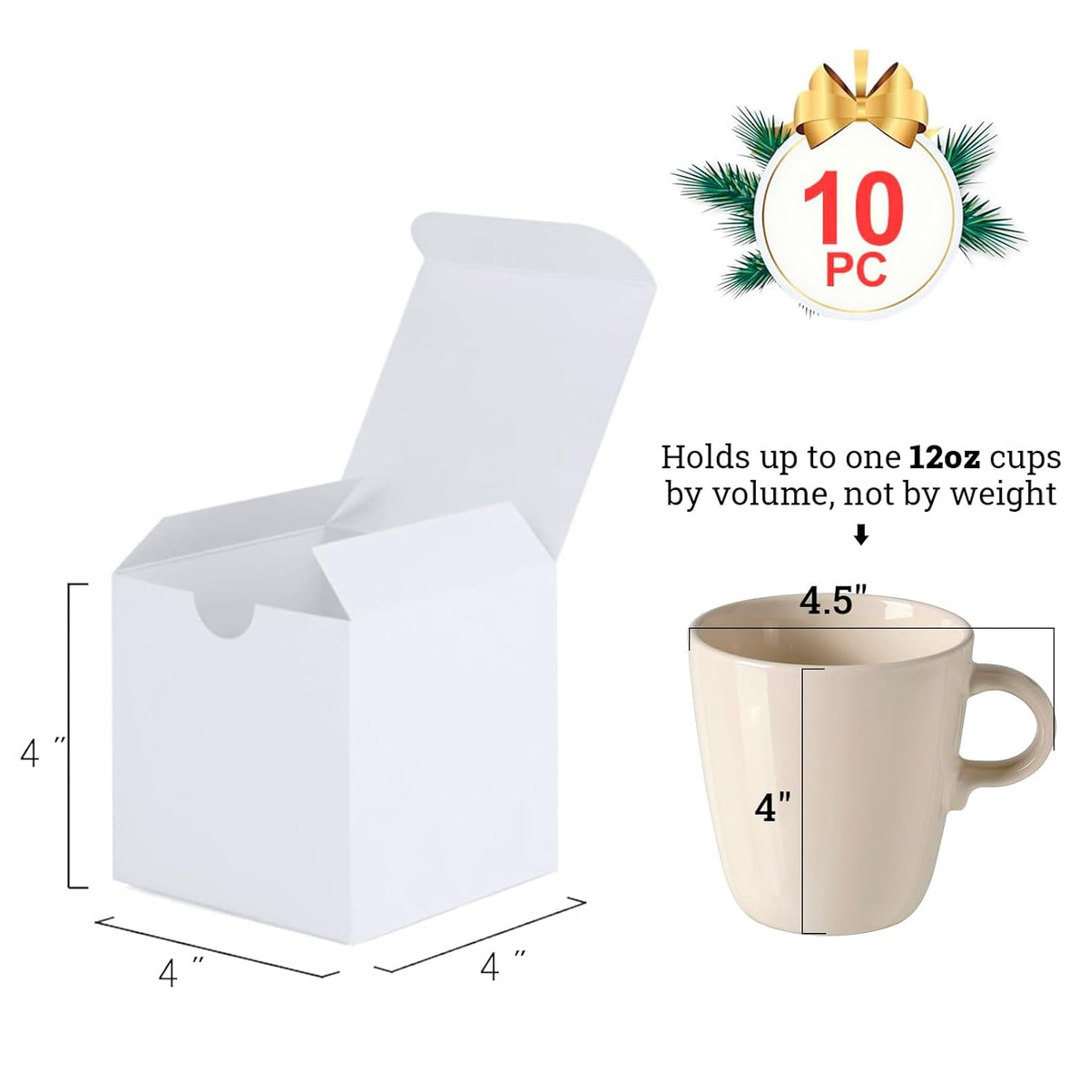 MESHA Small White Gift Boxes 4x4x4'' 10 Pack, Gift Boxes with Lids for Bridesmaid Gifts, Groomsmen