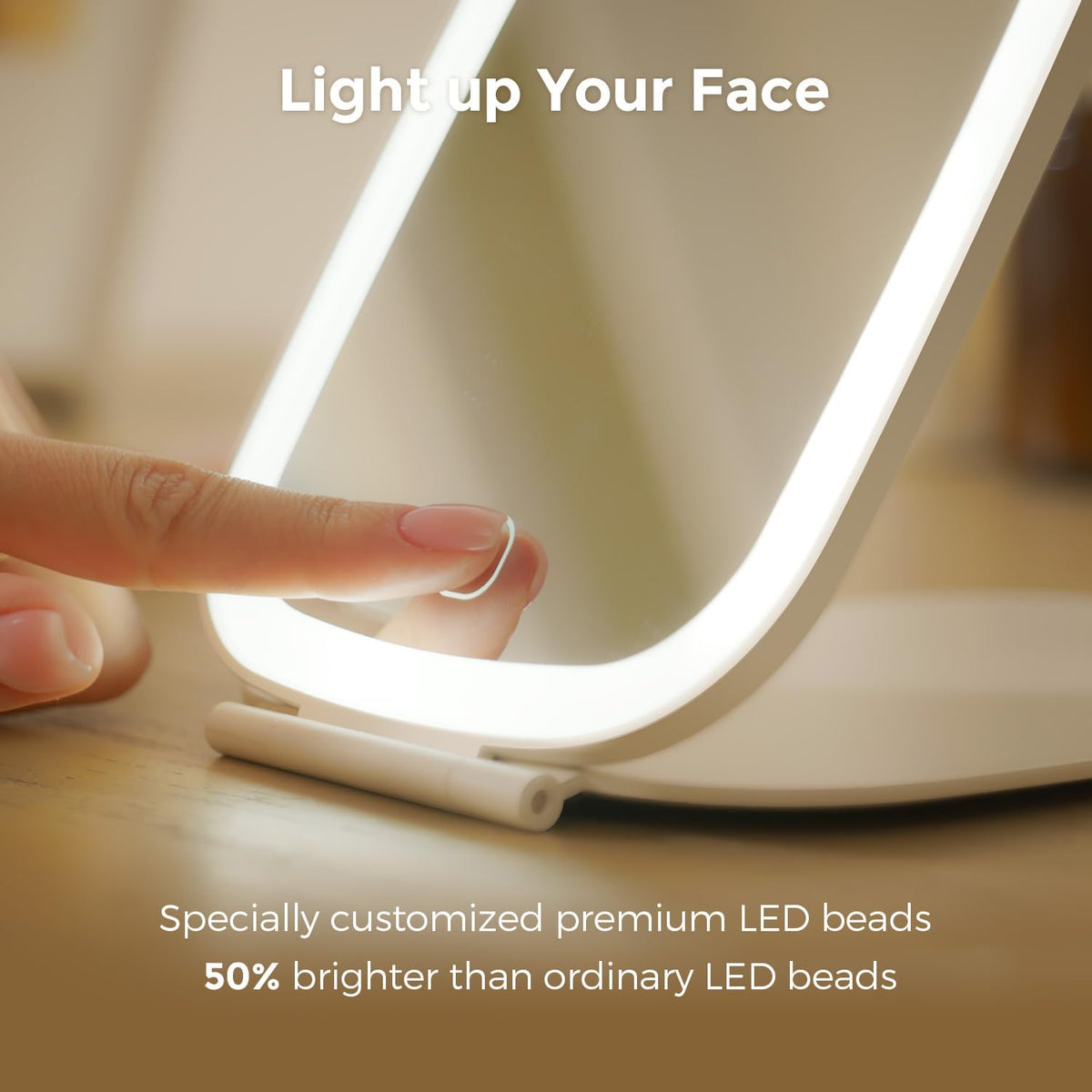 Travel Makeup Mirror, Rechargeable Portable Mirror with Lights, 3 Color Lighting, 7.5 inch Ultra