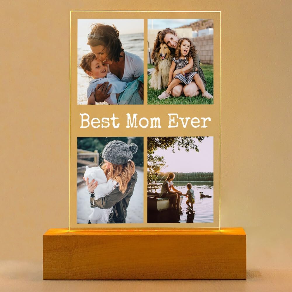Custom Picture Frames with Photo, Personalized Photo Frame with Night Light, Customized Picture