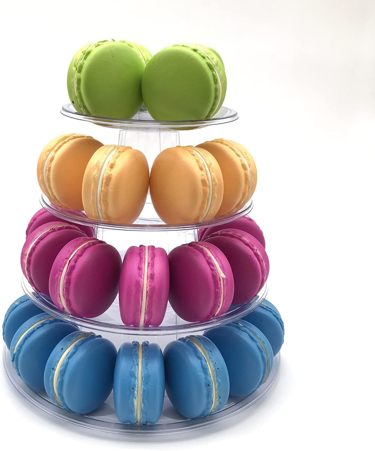 2 Set 4 Tier Macaron Display Stand Round Macaron Tower Cake Stand Dessert Cupcake Stand Cookie Tray
