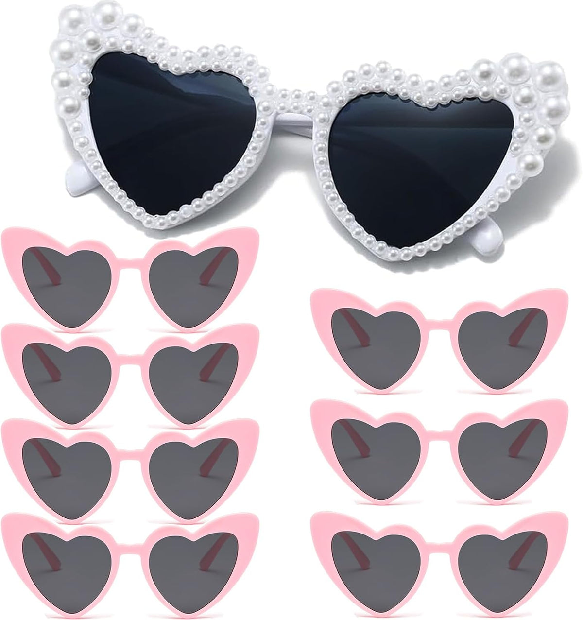 Bachelorette Party Heart Sunglasses 8 Pack Pearl Bride Sunglasses Bridesmaids Sunglasses Party