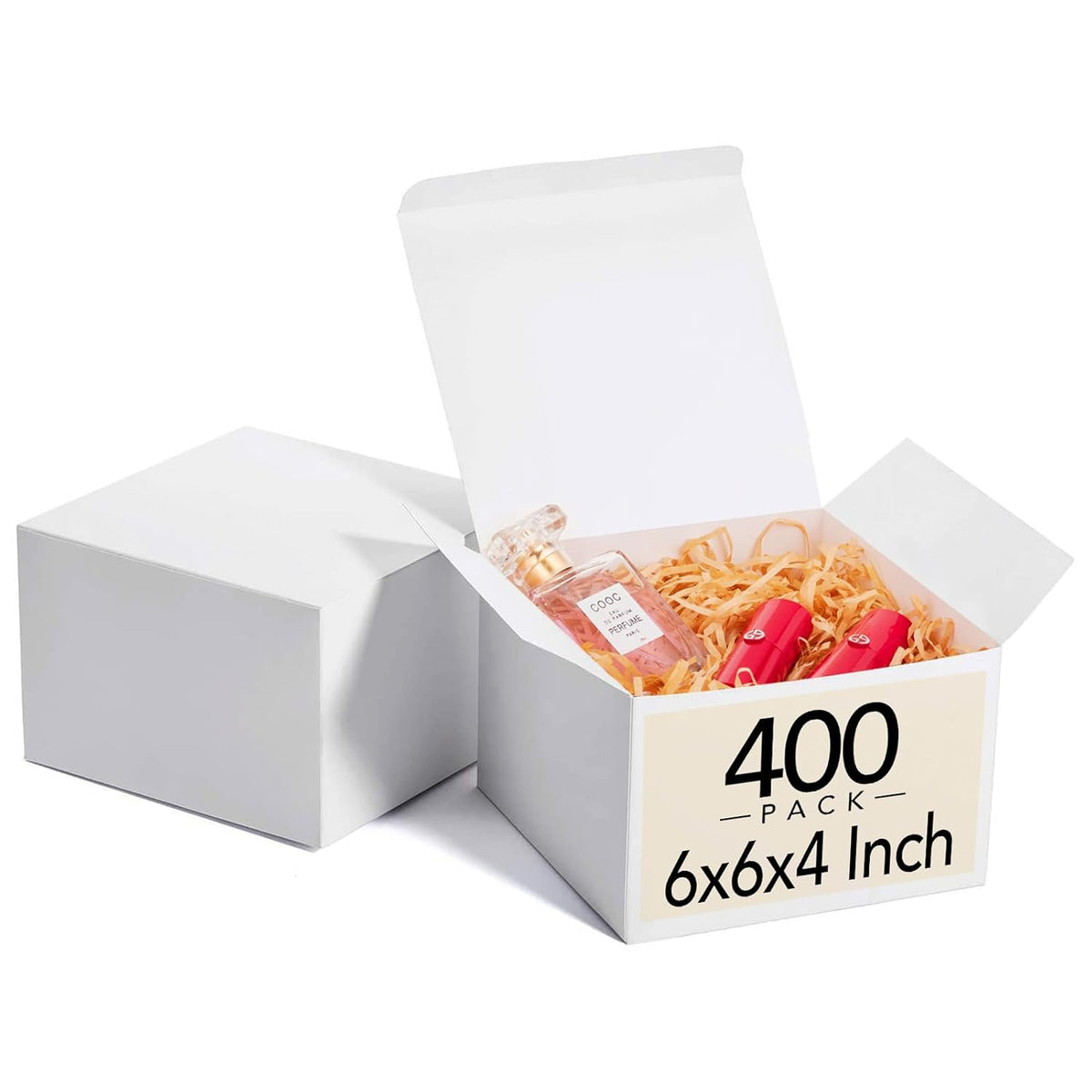 MESHA Gift Boxes 6x6x4'' 400 Pack White, Small Cardboard Gift Box with Lids Bridesmaid Proposal