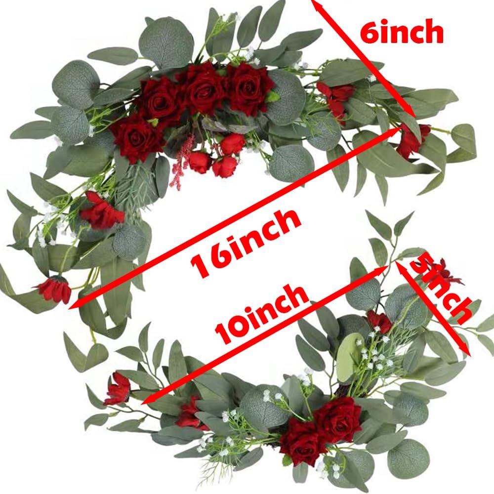 H&W 2pcs Artificial Wedding Arch Flowers for Wedding Sign, Floral Swag Dusty Decor for Reception