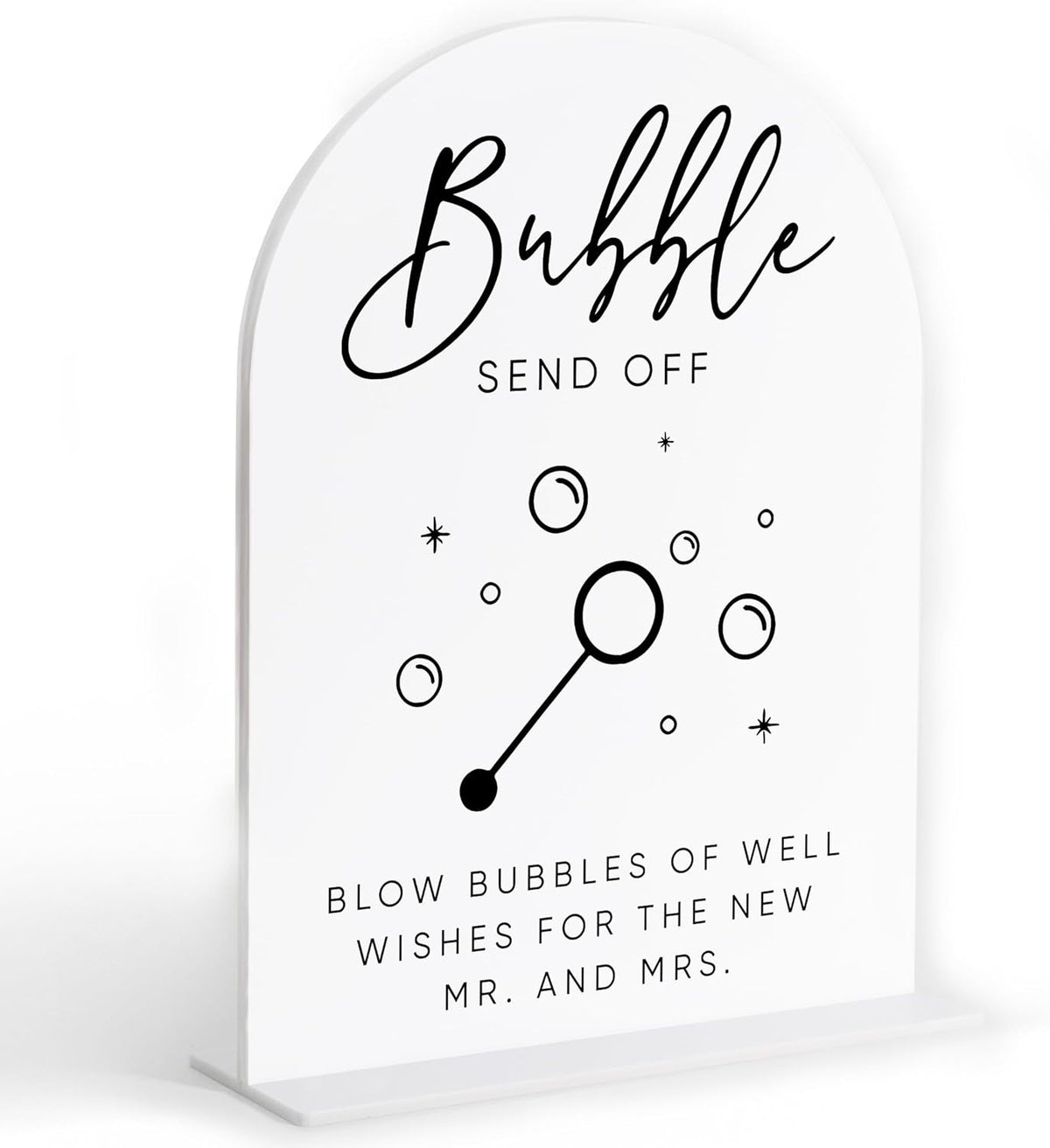 Bubble Send Off Sign for Wedding, White Arch Acrylic Sign, Wedding Reception Decorations, Bridal