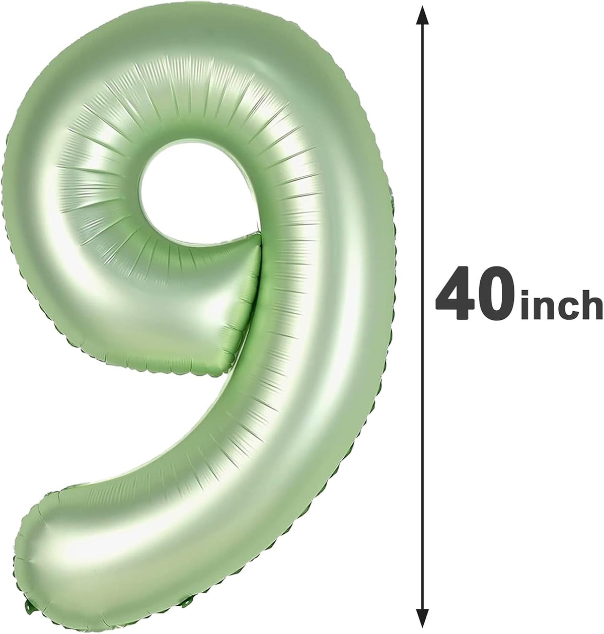40 Inch Big Sage Green 9 Balloon Number, Jumbo Giant Happy 9th 19 29 39 49 99 Birthday Party