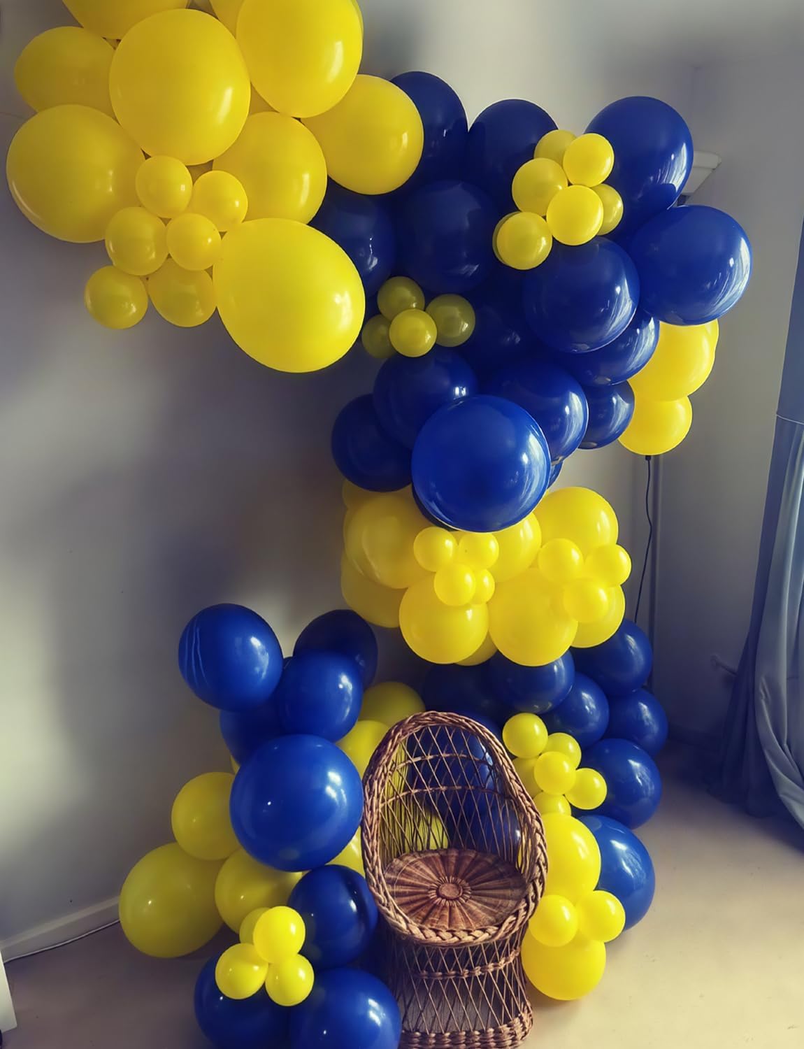 Blue and Yellow Balloons - Navy Blue Balloons 12 Inch Yellow Latex Balloon Glitter Confetti Balloon
