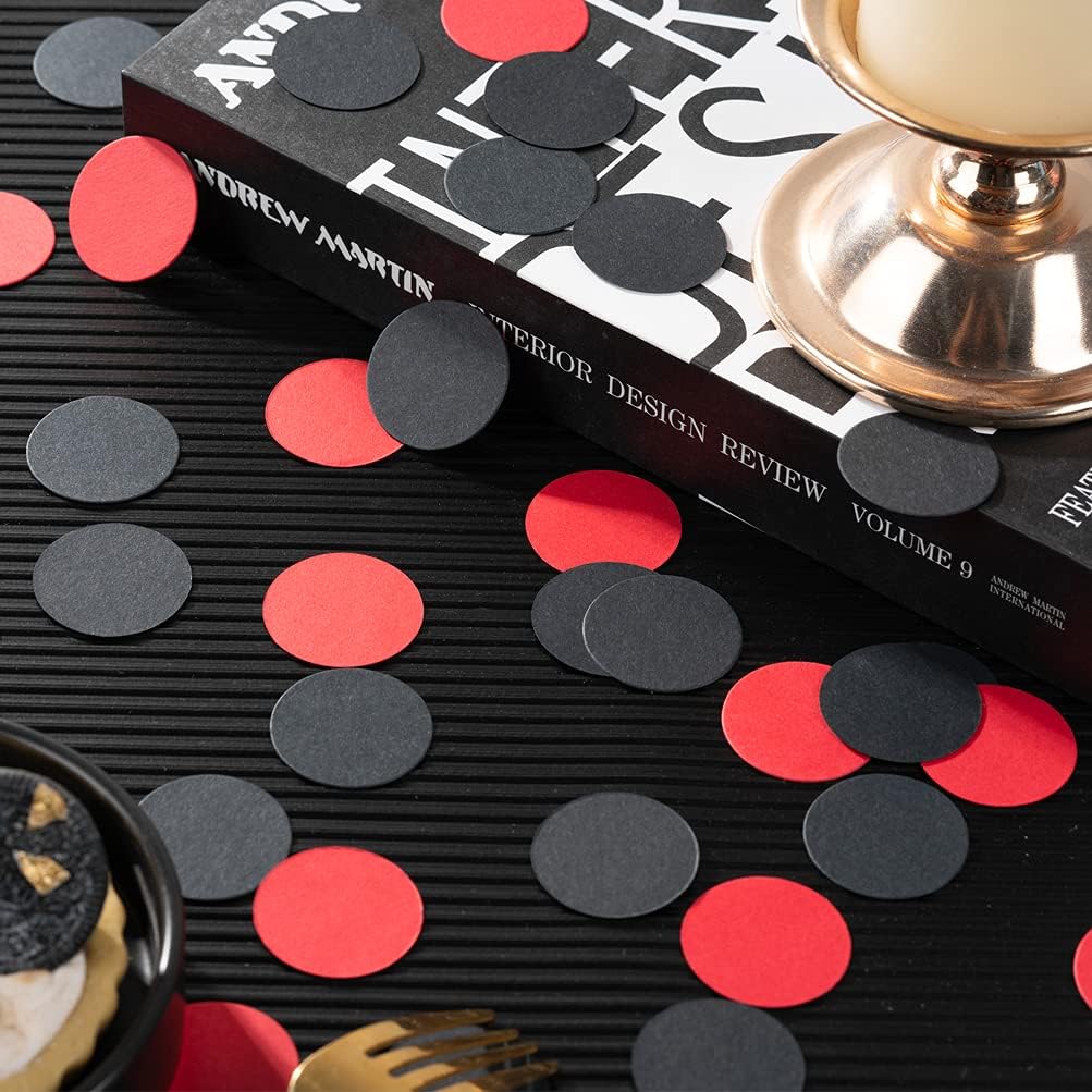 Black and Red Confetti Table Decoration for Graduation Birthday Halloween Casino Bachelor