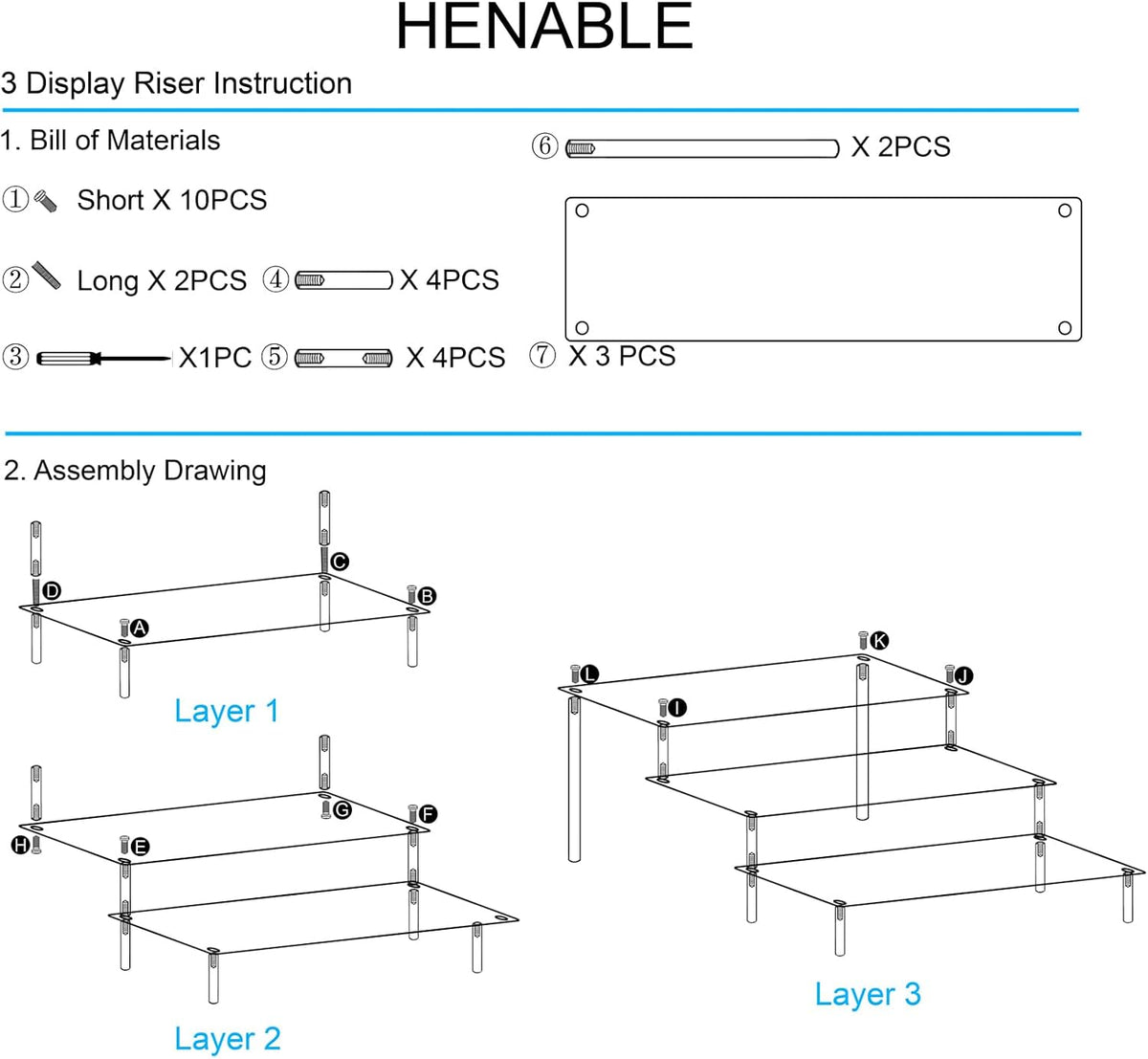 2PCS Large Acrylic Display Risers, Perfume Stand Organizer, Clear Acrylic Shelf Risers for Display