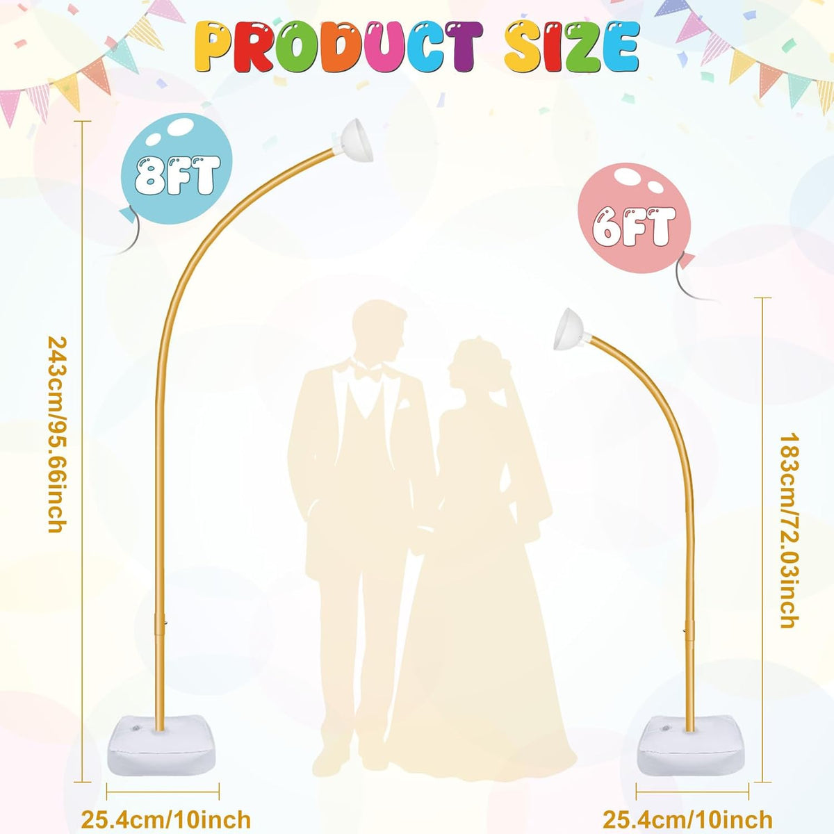 OurWarm Balloon Arch Kit with LED Lights, 9.35FT & 6FT Free Bending Half Balloon Arch Stand with