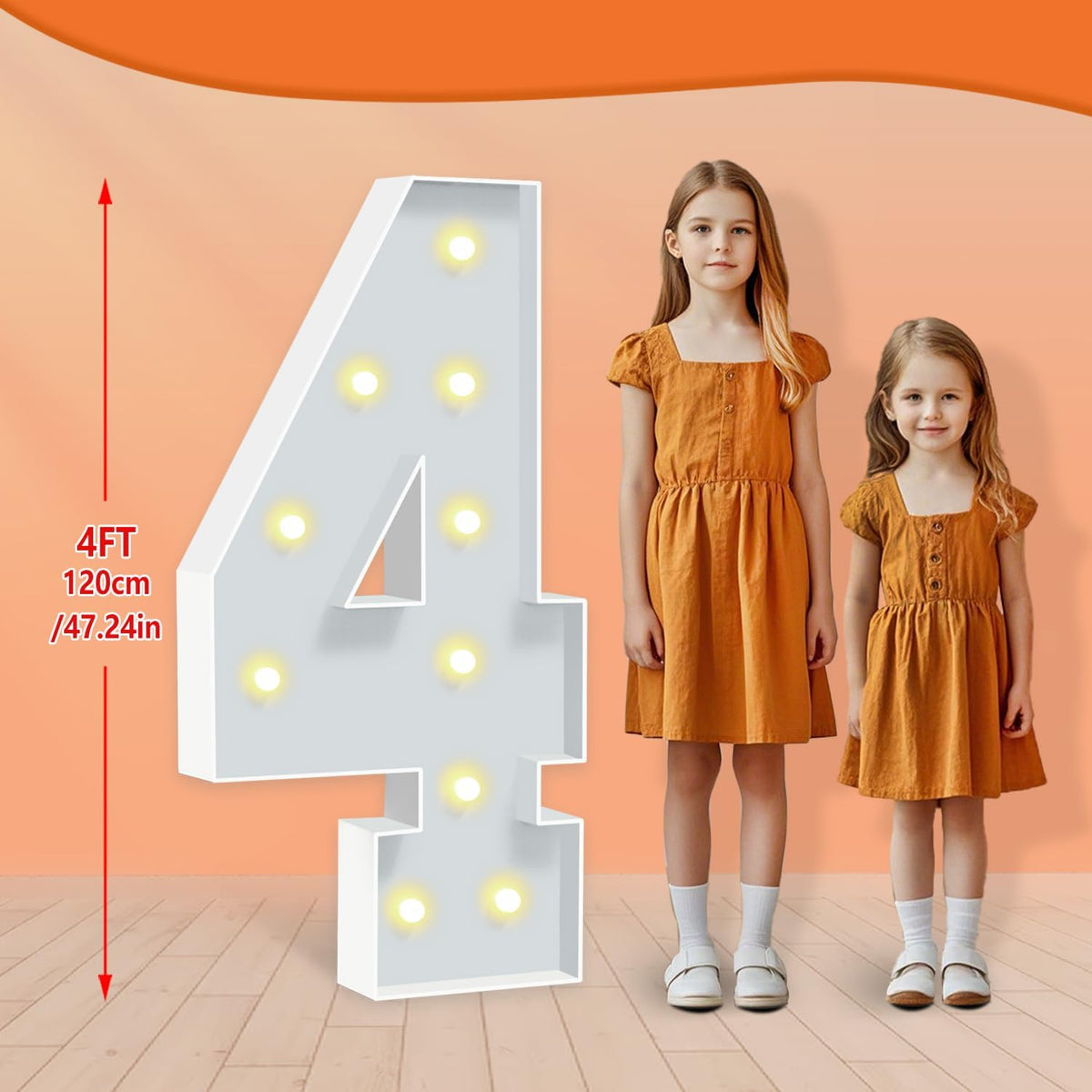 Marquee Numbers, 4 Feet Tall Light Up Numbers 4, Large Birthday Decorations Party Decor Anniversary